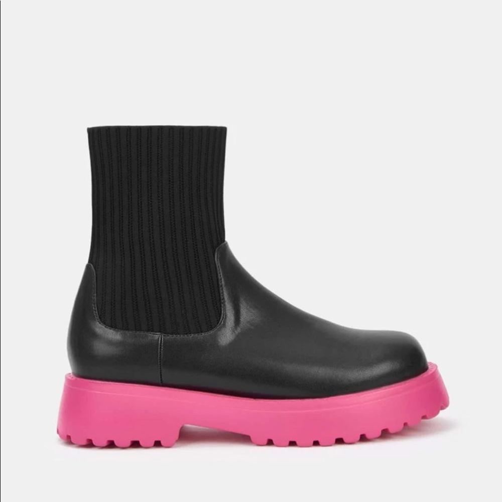 Pink & Black Sock Boots